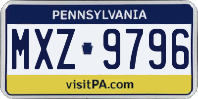 PA license plate MXZ9796