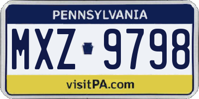 PA license plate MXZ9798