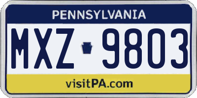 PA license plate MXZ9803