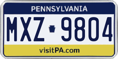 PA license plate MXZ9804