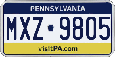 PA license plate MXZ9805