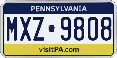 PA license plate MXZ9808