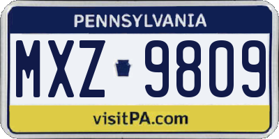 PA license plate MXZ9809