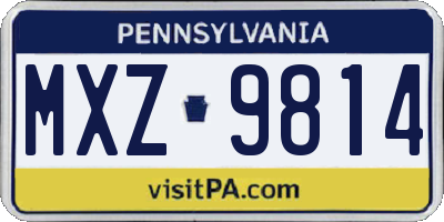 PA license plate MXZ9814