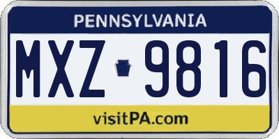 PA license plate MXZ9816