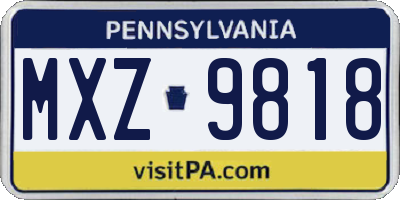 PA license plate MXZ9818