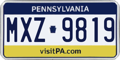 PA license plate MXZ9819