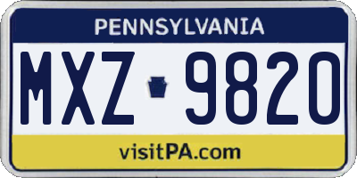 PA license plate MXZ9820