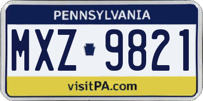 PA license plate MXZ9821