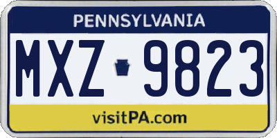 PA license plate MXZ9823