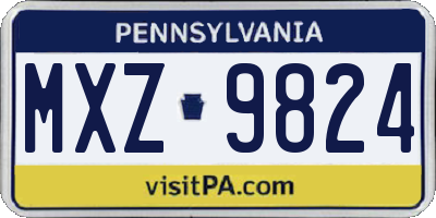 PA license plate MXZ9824