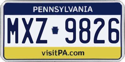 PA license plate MXZ9826