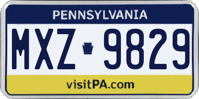 PA license plate MXZ9829