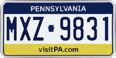 PA license plate MXZ9831