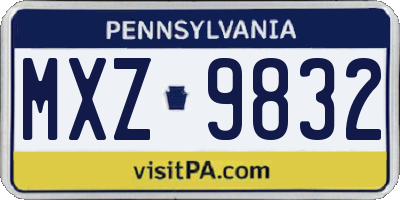 PA license plate MXZ9832