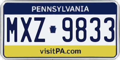 PA license plate MXZ9833