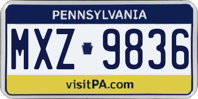 PA license plate MXZ9836