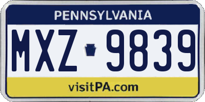 PA license plate MXZ9839