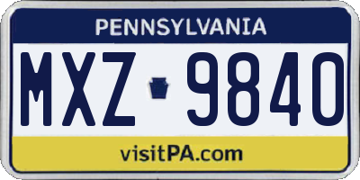 PA license plate MXZ9840