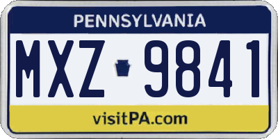 PA license plate MXZ9841