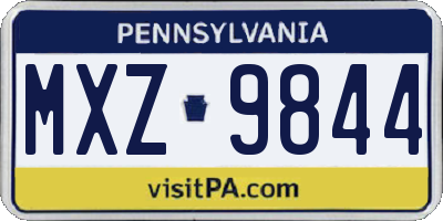 PA license plate MXZ9844