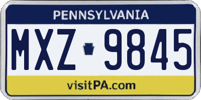 PA license plate MXZ9845