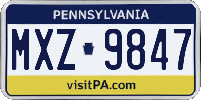 PA license plate MXZ9847