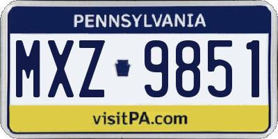 PA license plate MXZ9851