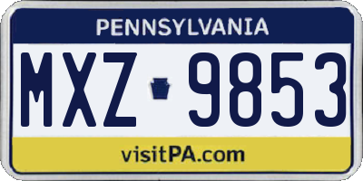 PA license plate MXZ9853
