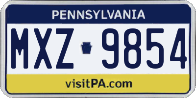 PA license plate MXZ9854
