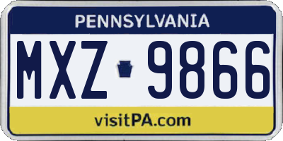 PA license plate MXZ9866