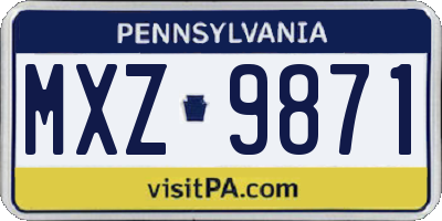 PA license plate MXZ9871