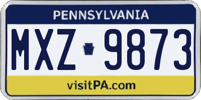 PA license plate MXZ9873