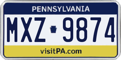 PA license plate MXZ9874