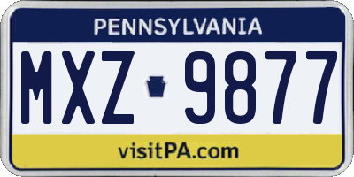 PA license plate MXZ9877