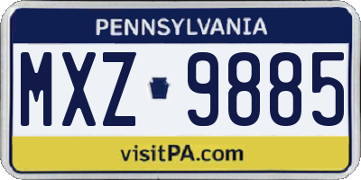 PA license plate MXZ9885