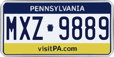 PA license plate MXZ9889