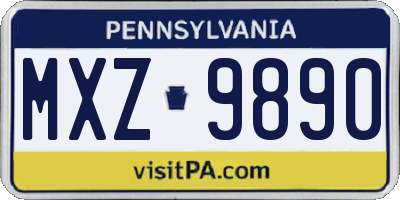 PA license plate MXZ9890