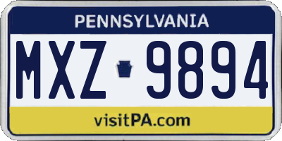 PA license plate MXZ9894