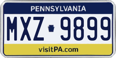 PA license plate MXZ9899