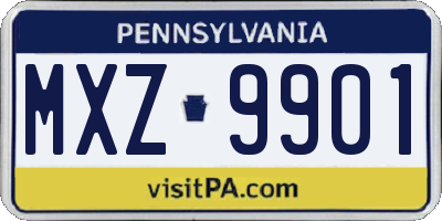 PA license plate MXZ9901