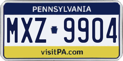 PA license plate MXZ9904