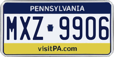 PA license plate MXZ9906