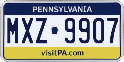 PA license plate MXZ9907