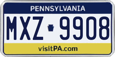 PA license plate MXZ9908