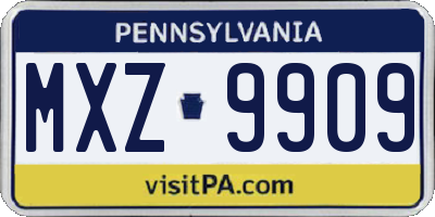 PA license plate MXZ9909