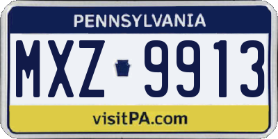 PA license plate MXZ9913
