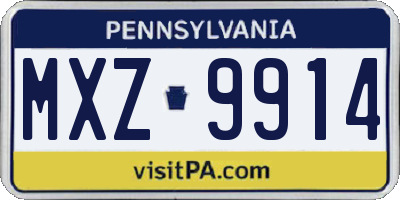 PA license plate MXZ9914