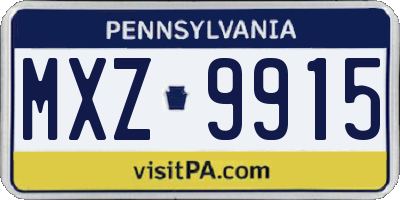 PA license plate MXZ9915