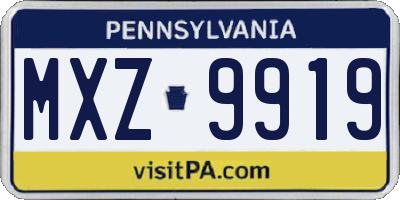 PA license plate MXZ9919